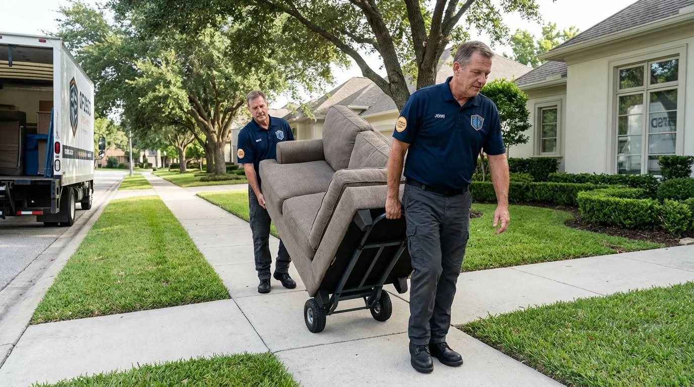 Local residential moving crew loading furniture in Saint Martinville, LA