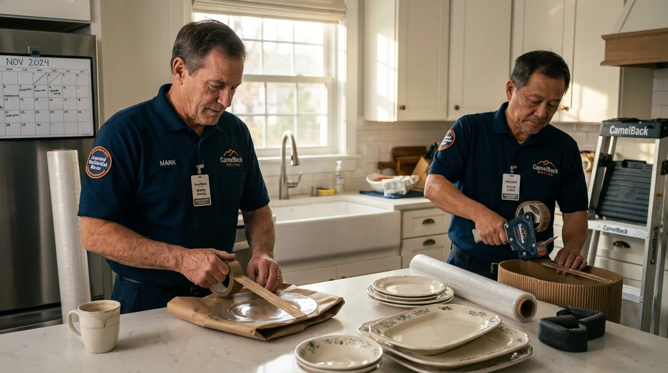 Professional crew packing kitchen dishware in Saint Martinville, LA
