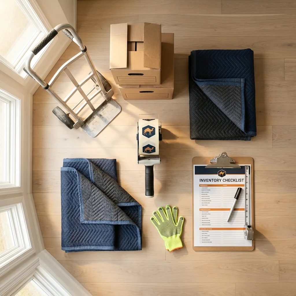 Professional moving supplies and packing materials layout for Saint Martinville residential relocations